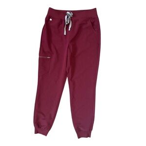 FIGS Zamora Jogger Scrub Pants Women's Medium Burgundy Stretch Medical Uniform